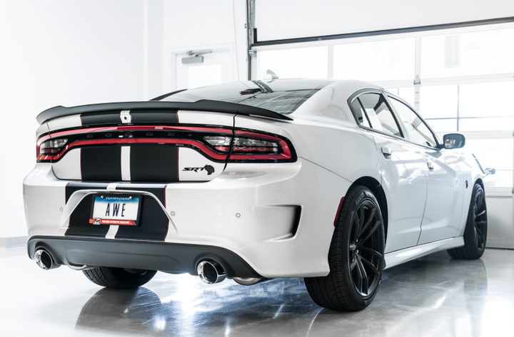 AWE Tuning 2015+ Dodge Charger 6.4L/6.2L SC Non-Resonated Touring Edition Exhaust - Silver Tips - Bull Strap