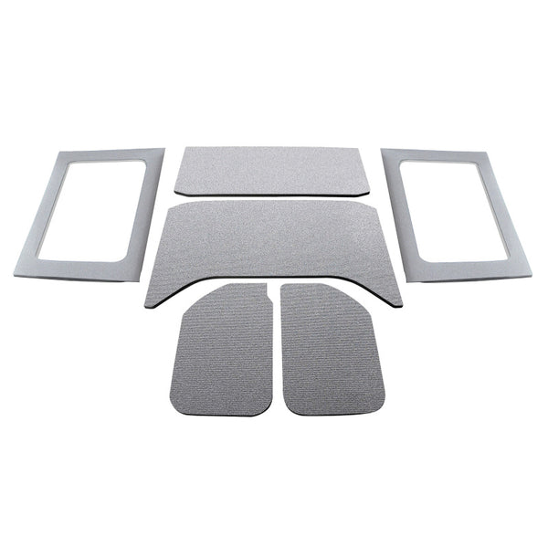 DEI 11-18 Jeep Wrangler JK 4-Door Boom Mat Complete Headliner Kit - 6 Piece - Gray - Bull Strap