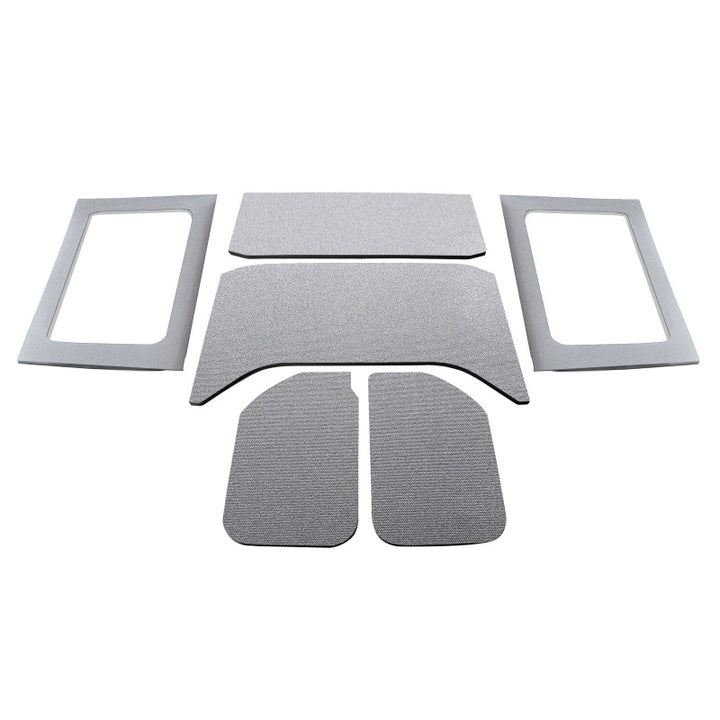 DEI 11-18 Jeep Wrangler JK 4-Door Boom Mat Complete Headliner Kit - 6 Piece - Gray - Bull Strap