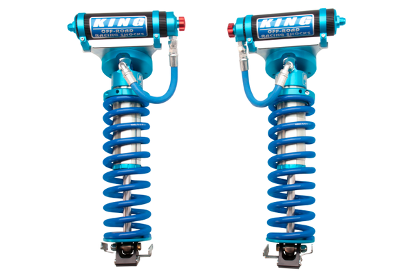 King Shocks 2005+ Ford F-250 4WD Front 3.0 Dia Remote Res Coilover Conv w/Adjuster (Pair) - Bull Strap