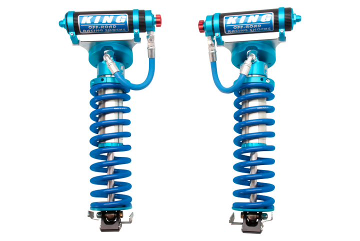 King Shocks 2005+ Ford F-250 4WD Front 3.0 Dia Remote Res Coilover Conv w/Adjuster (Pair) - Bull Strap