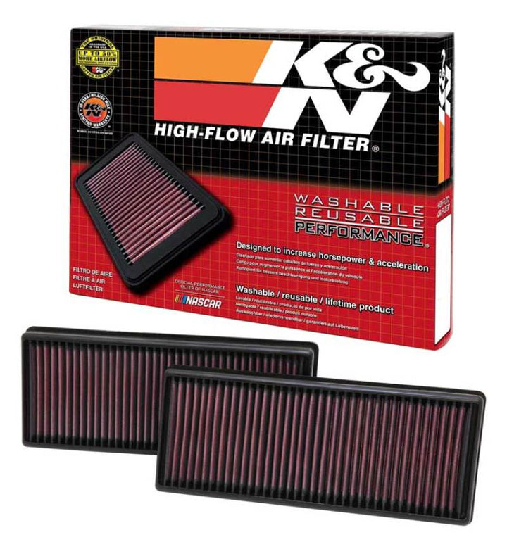 K&N Replacement Air Filter 12.563in O/S Length x 5.25in O/S Width x 1.625in H (Inc 2 Filters) - Bull Strap