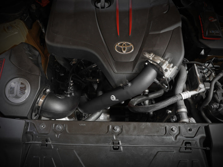 aFe BladeRunner Black 2-3/4in Aluminum Charge Pipe 2021 Toyota Supra GR (A90) I4-2.0L (t) B48 - Bull Strap