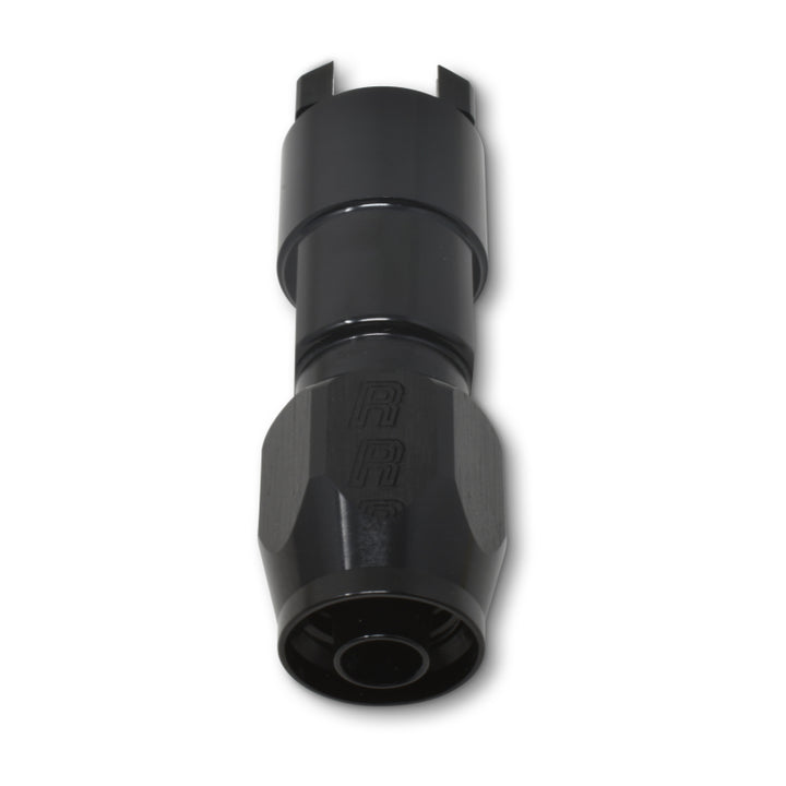 Russell Performance 3/8in SAE Quick Disc Female to -6 Hose Black Straight Hose End - Bull Strap