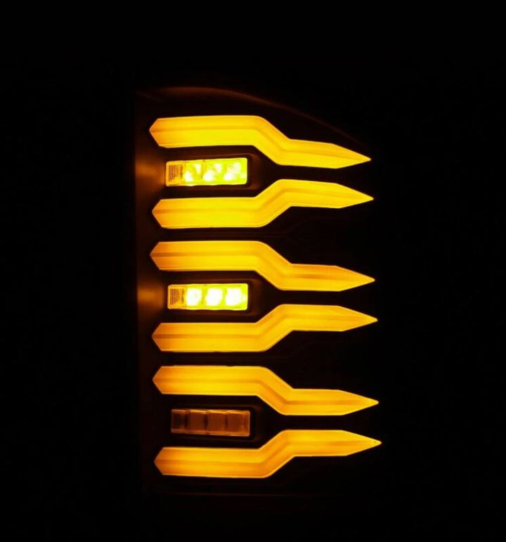 AlphaRex 07-14 Chevrolet Silverado 1500/2500HD/3500HD Luxx-Series LED Tail Lights Blk w/Smoked Lens - Bull Strap