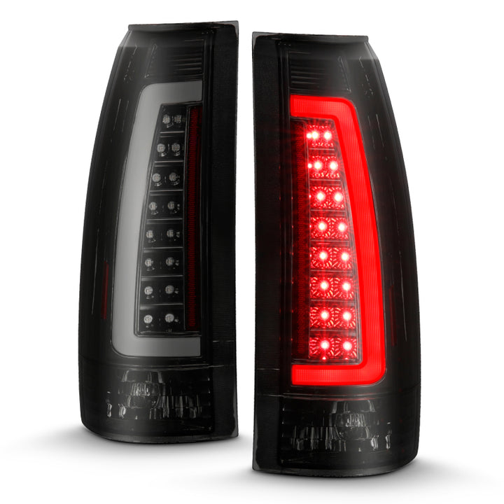 ANZO 1999-2000 Cadillac Escalade LED Taillights Black Housing Smoke Lens Pair - Bull Strap
