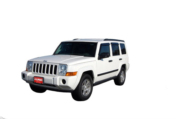 AVS 06-10 Jeep Commander Ventvisor Outside Mount Window Deflectors 4pc - Smoke - Bull Strap