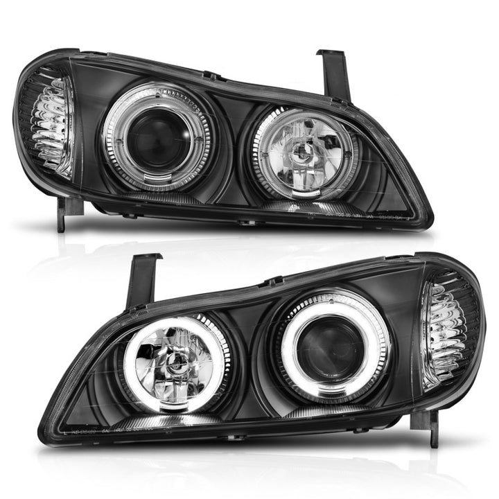 ANZO 2000-2004 Infiniti I30 Projector Headlights w/ Halo Black - Bull Strap
