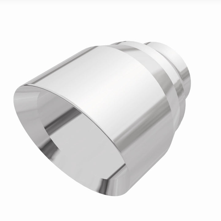 MagnaFlow Tip Stainless Double Wall Round Single Outlet Polished 4.5in DIA 2.5in Inlet 5.75in Length - Bull Strap