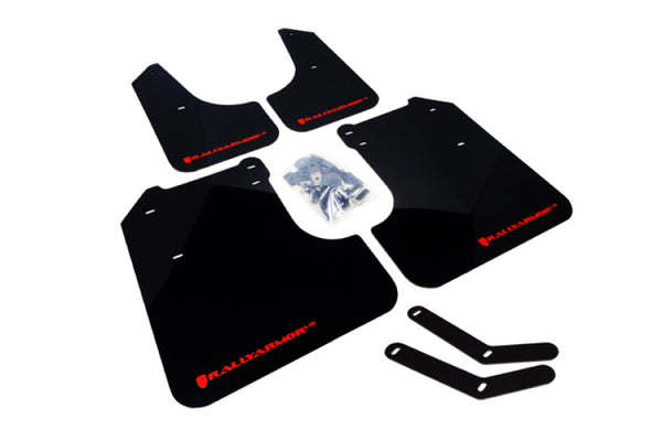 Rally Armor 08-10 Subaru WRX / 08-11 Impreza 2.5i (Hatch/Sedan) Black UR Mud Flap w/Grey Logo - Bull Strap