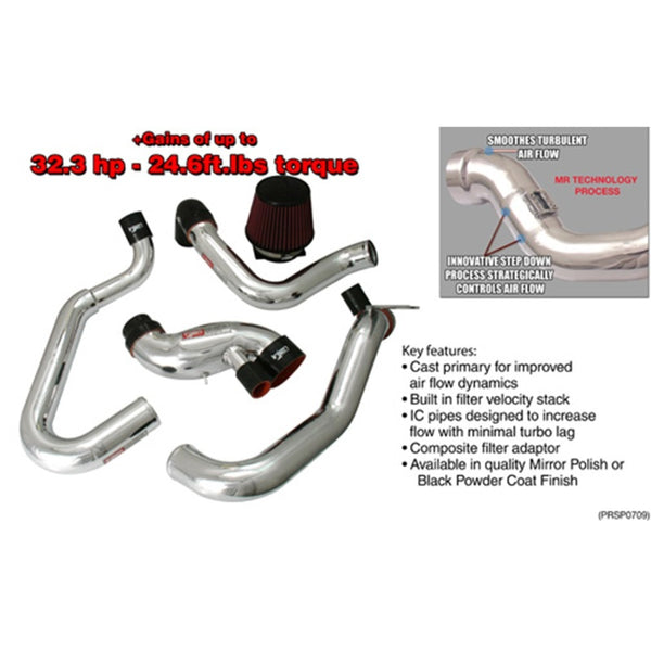 Injen 03-06 Evo 8/9/MR Cast Aluminum Intake System w/ Full Intercooler Piping Black Short Ram Intake - Bull Strap