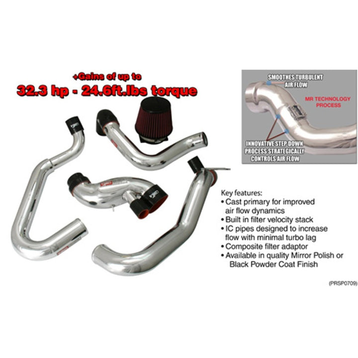 Injen 03-06 Evo 8/9/MR Cast Aluminum Intake System w/ Full Intercooler Piping Black Short Ram Intake - Bull Strap