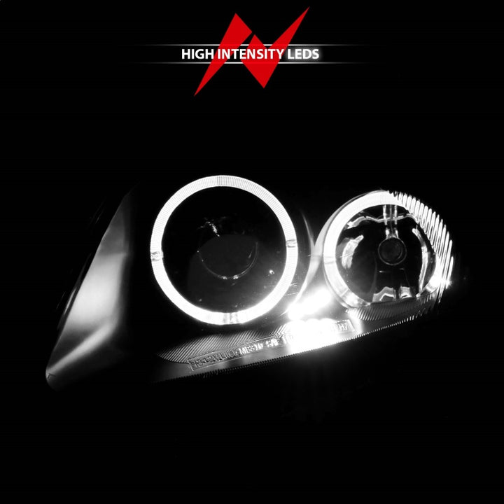 ANZO 2000-2005 Mitsubishi Eclipse Projector Headlights w/ Halo Black - Bull Strap