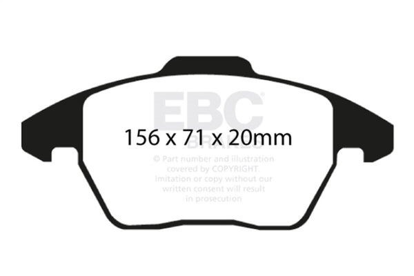 EBC 06-13 Audi A3 2.0 Turbo (Girling rear caliper) Yellowstuff Front Brake Pads - Bull Strap