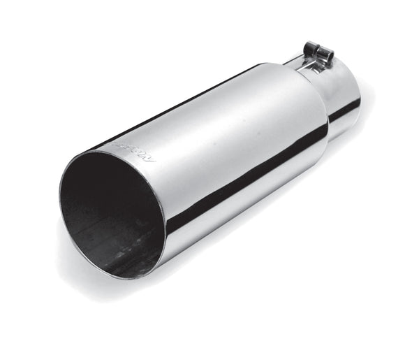 Gibson Round Single Wall Straight-Cut Tip - 3.5in OD/3in Inlet/12in Length - Stainless - Bull Strap