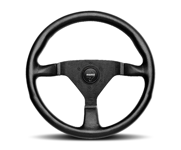 Momo Montecarlo Steering Wheel 320 mm - Black Leather/Red Stitch/Black Spokes - Bull Strap