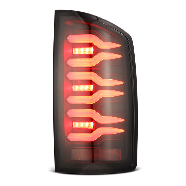 AlphaRex 02-06 Dodge Ram 1500/03-06 Dodge Ram 2500+3500 Luxx-Series LED Tail Lights (Pair) Black - Bull Strap