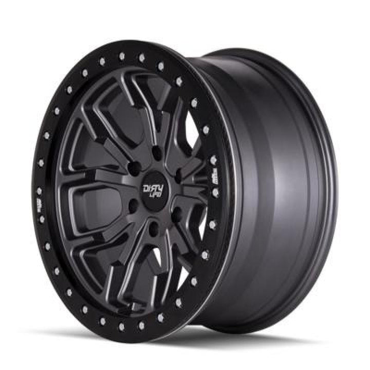 Dirty Life 9303 DT-1 17x9/5x127 BP/-12mm Offset/78.1mm Hub Matte Gunmetal Wheel - Simulated Rashring - Bull Strap