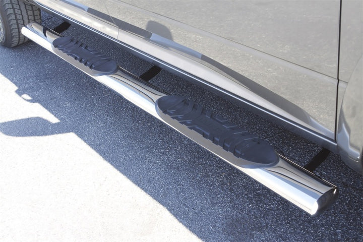 Lund 10-17 Dodge Ram 2500 Crew Cab 5in. Oval Straight SS Nerf Bars - Polished - Bull Strap