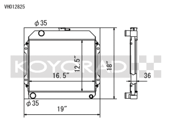Koyo 71-74 Toyota Corolla 1.6L TE27/TE28/TS21 Manual Radiator - Bull Strap
