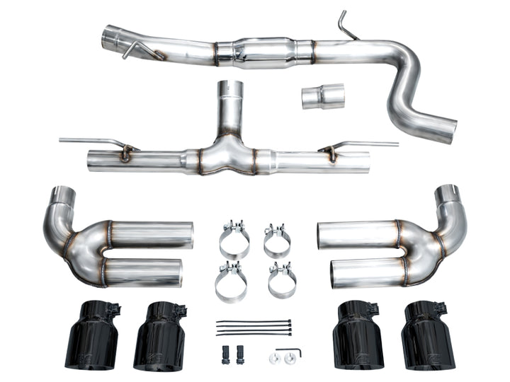 AWE 22-24 Audi 8Y S3 Track Edition Exhaust  - Diamond Black Tips - Bull Strap