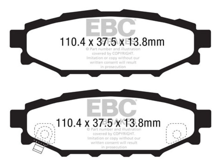 EBC 12+ Subaru BRZ 2.0 (solid rear rotors) Yellowstuff Rear Brake Pads - Bull Strap