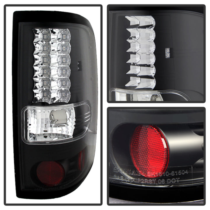 Spyder Ford F150 Styleside 04-08 (Not Fit Heritage & SVT)LED Tail Lights Black ALT-YD-FF15004-LED-BK - Bull Strap