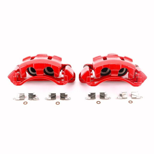 Power Stop 00-05 Ford Excursion Front Red Calipers w/Brackets - Pair - Bull Strap