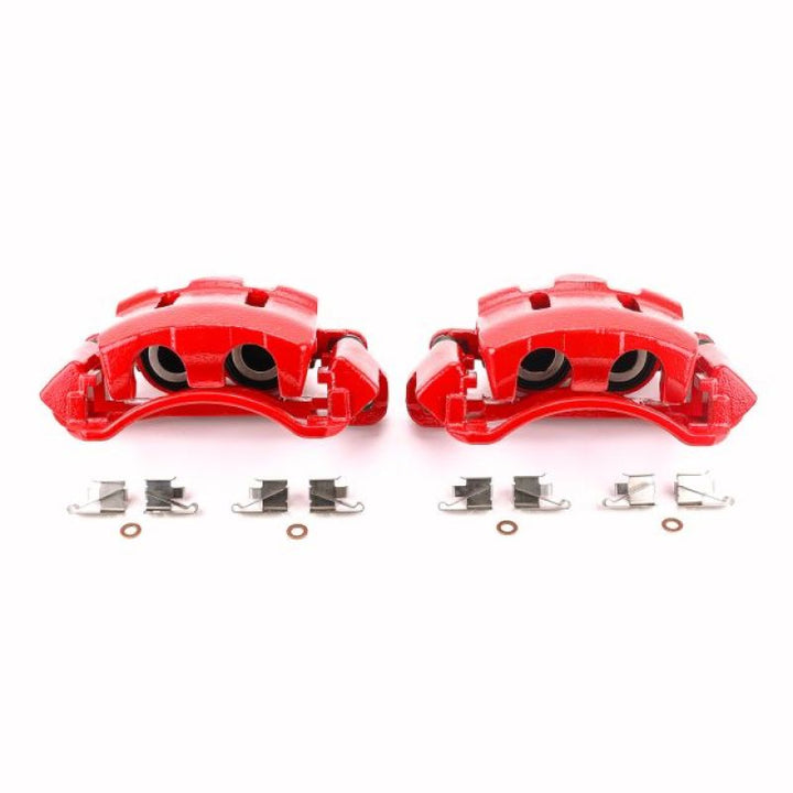 Power Stop 00-05 Ford Excursion Front Red Calipers w/Brackets - Pair - Bull Strap