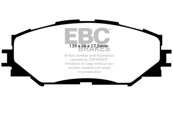 EBC 10-12 Lexus HS250h 2.4 Hybrid Redstuff Front Brake Pads - Bull Strap