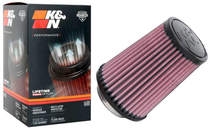 K&N Universal Rubber Filter 2-1/2in Flg / 4-1/2in OD B / 3-1/2in OD T / 6in H - Black Top - Bull Strap