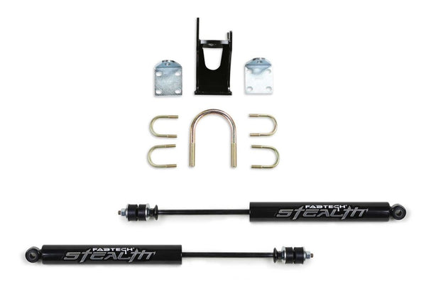 Fabtech 05-21 Ford F250/350 4WD Dual Stealth Steering Stabilizer Kit - Opposing Style - Bull Strap