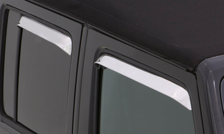 AVS 73-91 Chevy CK Ventshade Front & Rear Window Deflectors 4pc - Stainless - Bull Strap