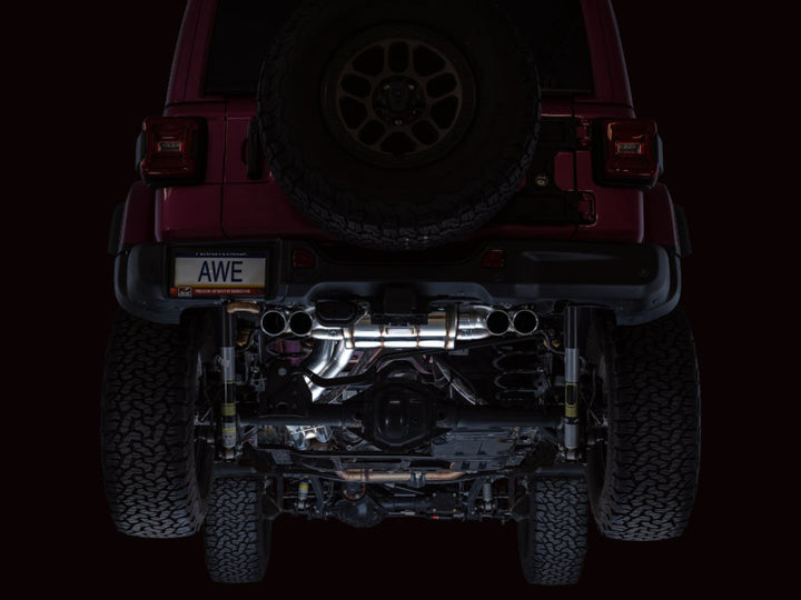 AWE 21+ Wrangler 392 Switchpath Cat-Back Exhaust- Quad BashGuards - Bull Strap