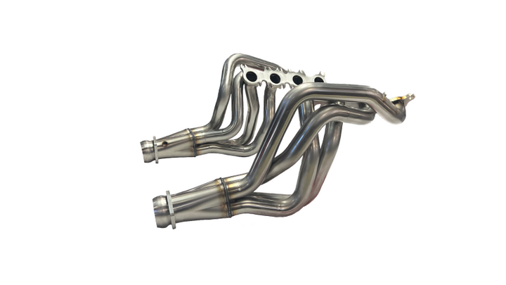 Kooks 15-24 Ford Mustang GT/Dark Horse V8 5.0L 1-7/8in SS Headers w/ GREEN Catted Connection Pipe - Bull Strap