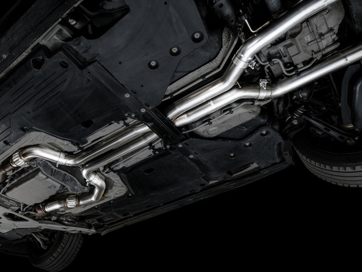 AWE Tuning 2021+ Cadillac CT4-V Blackwing SwitchPath Exhaust - Chrome Silver Tips - Bull Strap