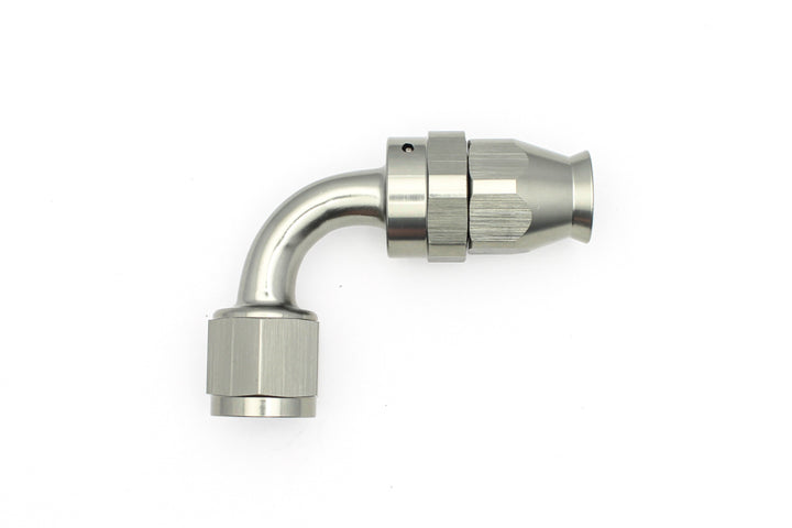 DeatschWerks 8AN Female Swivel 90-Degree Hose End PTFE (Incl. 1 Olive Insert) - Bull Strap