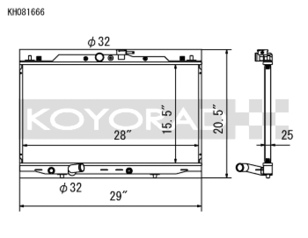 Koyo 04-08 Acura TSX 2.4L (MT) Racing Radiator - 25MM CORE - Bull Strap