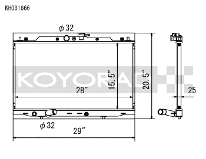Koyo 04-08 Acura TSX 2.4L (MT) Racing Radiator - 25MM CORE - Bull Strap