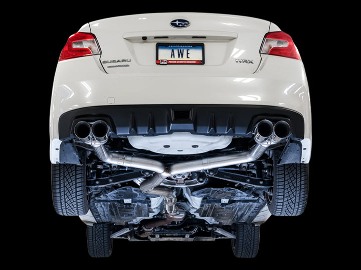 AWE Tuning Subaru WRX/STI VA/GV Sedan Track Edition Exhaust - Chrome Silver Tips (102mm) - Bull Strap