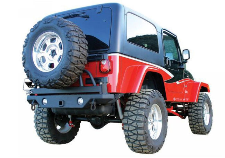 Rampage 1987-1995 Jeep Wrangler(YJ) Recovery Bumper Rear - Black - Bull Strap