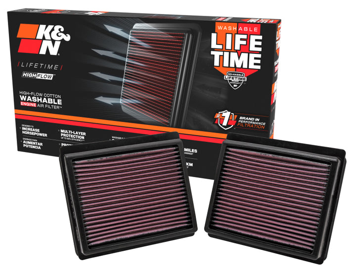 K&N Replacement Air Filter INFINITI M35 3.5L V6; 09-10 (2 PER BOX) - Bull Strap
