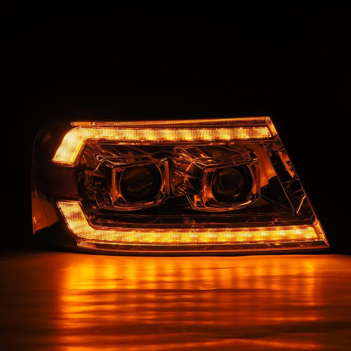 AlphaRex 04-08 Ford F150 PRO-Series Projector Headlights Black w/ Sequential Signal and DRL - Bull Strap
