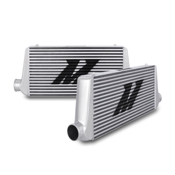 Mishimoto Universal Silver R Line Intercooler Overall Size: 31x12x4 Core Size: 24x12x4 Inlet / Outle - Bull Strap