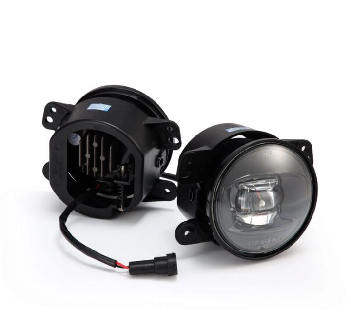 AlphaRex Universal Chrysler/Dodge/Hummer/Jeep DoubleTap Dual Color LED Proj Fog Lights - White/Amber - Bull Strap