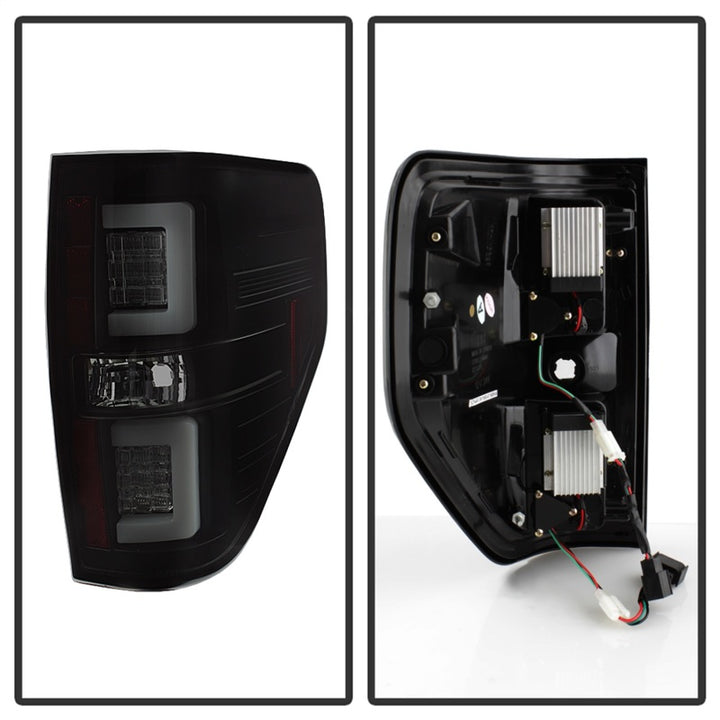 Spyder 09-14 Ford F150 V2 Light Bar LED Tail Lights - Blk Smoke (ALT-YD-FF15009V2-LBLED-BSM) - Bull Strap