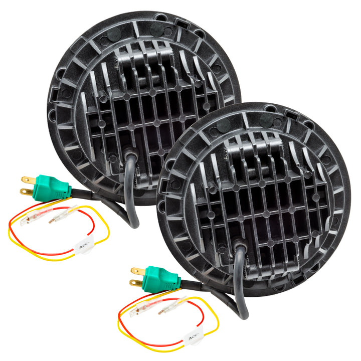 Oracle 7in High Powered LED Headlights - Black Bezel - White - Bull Strap