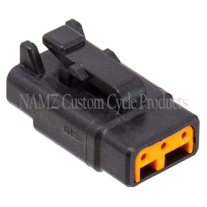 NAMZ Deutsch DTM 3-Position Plug w/3 Stamped Terminals & Wedgelock - Black (HD 74113-98BK) - Bull Strap