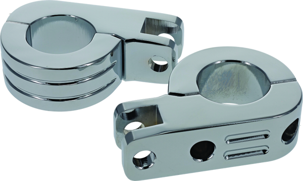 Bikers Choice Chrome Billet Highway Peg Mounts for 1.25 Inch Engine Guard Universal Custom Pr - Bull Strap