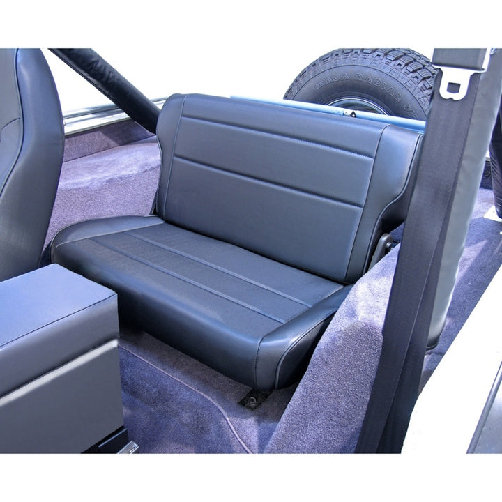 Rugged Ridge Fold & Tumble Rear Seat Black 76-86 Jeep CJ7/Laredo/Renegade - Bull Strap